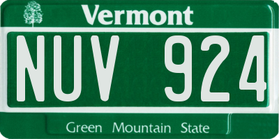 VT license plate NUV924