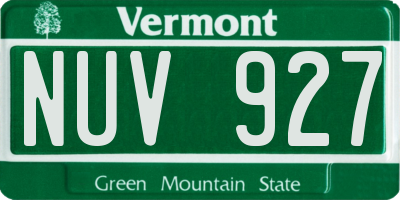 VT license plate NUV927