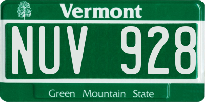 VT license plate NUV928