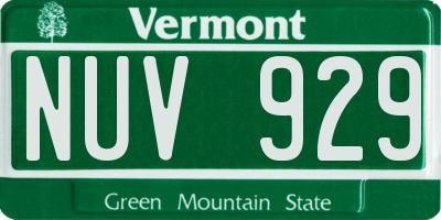 VT license plate NUV929