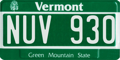 VT license plate NUV930