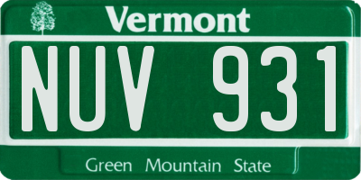 VT license plate NUV931