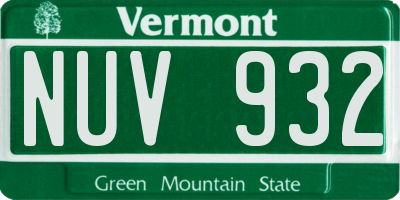 VT license plate NUV932