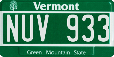 VT license plate NUV933