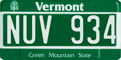 VT license plate NUV934