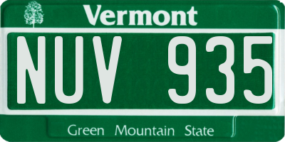 VT license plate NUV935