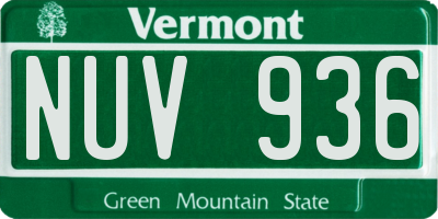 VT license plate NUV936