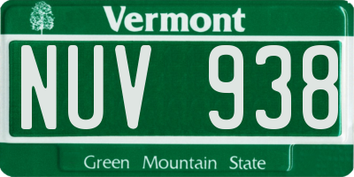 VT license plate NUV938