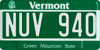VT license plate NUV940
