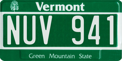 VT license plate NUV941