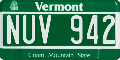 VT license plate NUV942