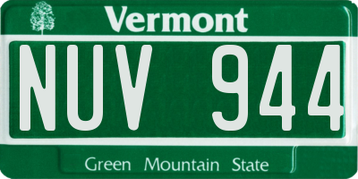 VT license plate NUV944