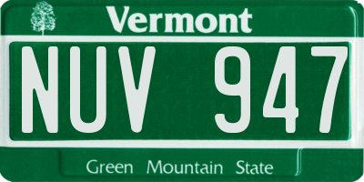 VT license plate NUV947