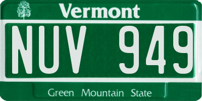VT license plate NUV949