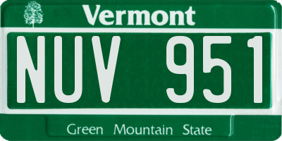 VT license plate NUV951