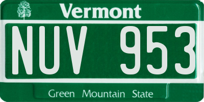 VT license plate NUV953