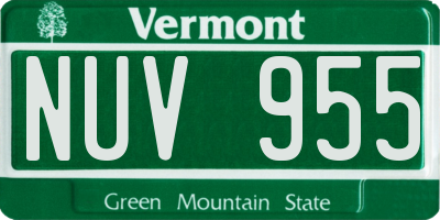 VT license plate NUV955