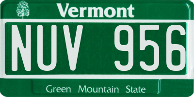 VT license plate NUV956