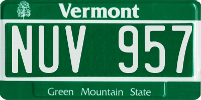 VT license plate NUV957