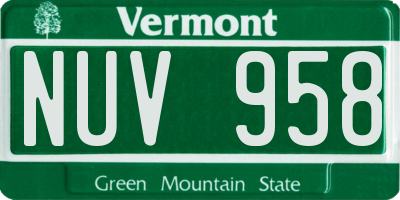 VT license plate NUV958