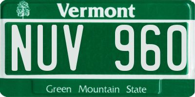VT license plate NUV960