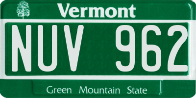 VT license plate NUV962