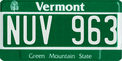 VT license plate NUV963