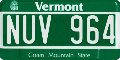 VT license plate NUV964