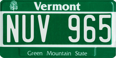 VT license plate NUV965