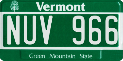 VT license plate NUV966