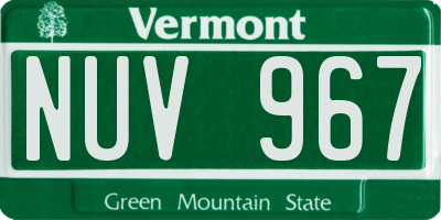 VT license plate NUV967