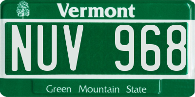 VT license plate NUV968