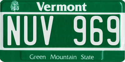 VT license plate NUV969
