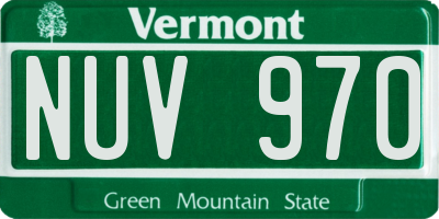 VT license plate NUV970