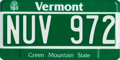 VT license plate NUV972
