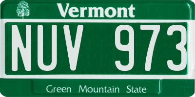 VT license plate NUV973