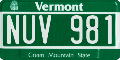 VT license plate NUV981