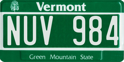 VT license plate NUV984