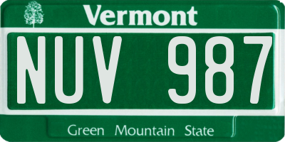 VT license plate NUV987