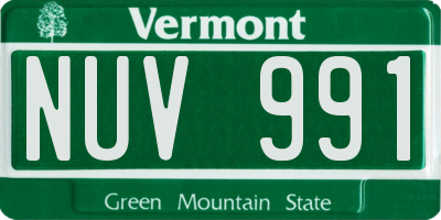 VT license plate NUV991