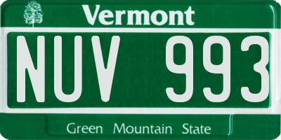 VT license plate NUV993