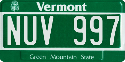 VT license plate NUV997