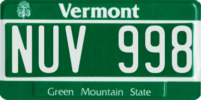 VT license plate NUV998