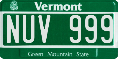 VT license plate NUV999