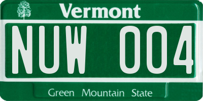 VT license plate NUW004