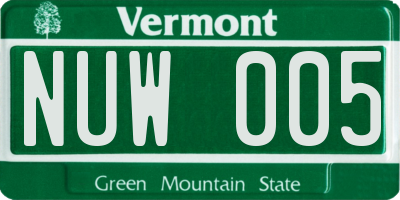 VT license plate NUW005