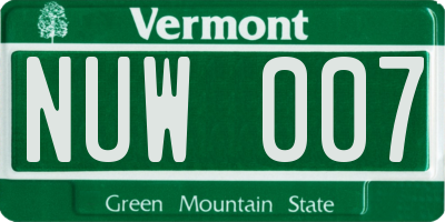 VT license plate NUW007
