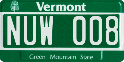 VT license plate NUW008