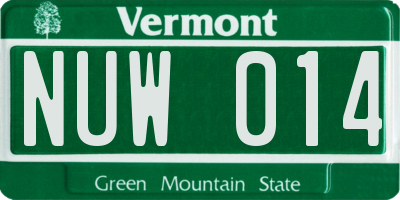VT license plate NUW014