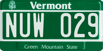 VT license plate NUW029